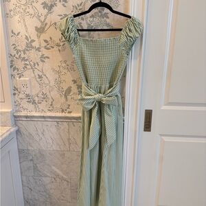 Mason’s Daughter Nora Dress Green Stripe Smocked Midi XS NWT/Never Worn